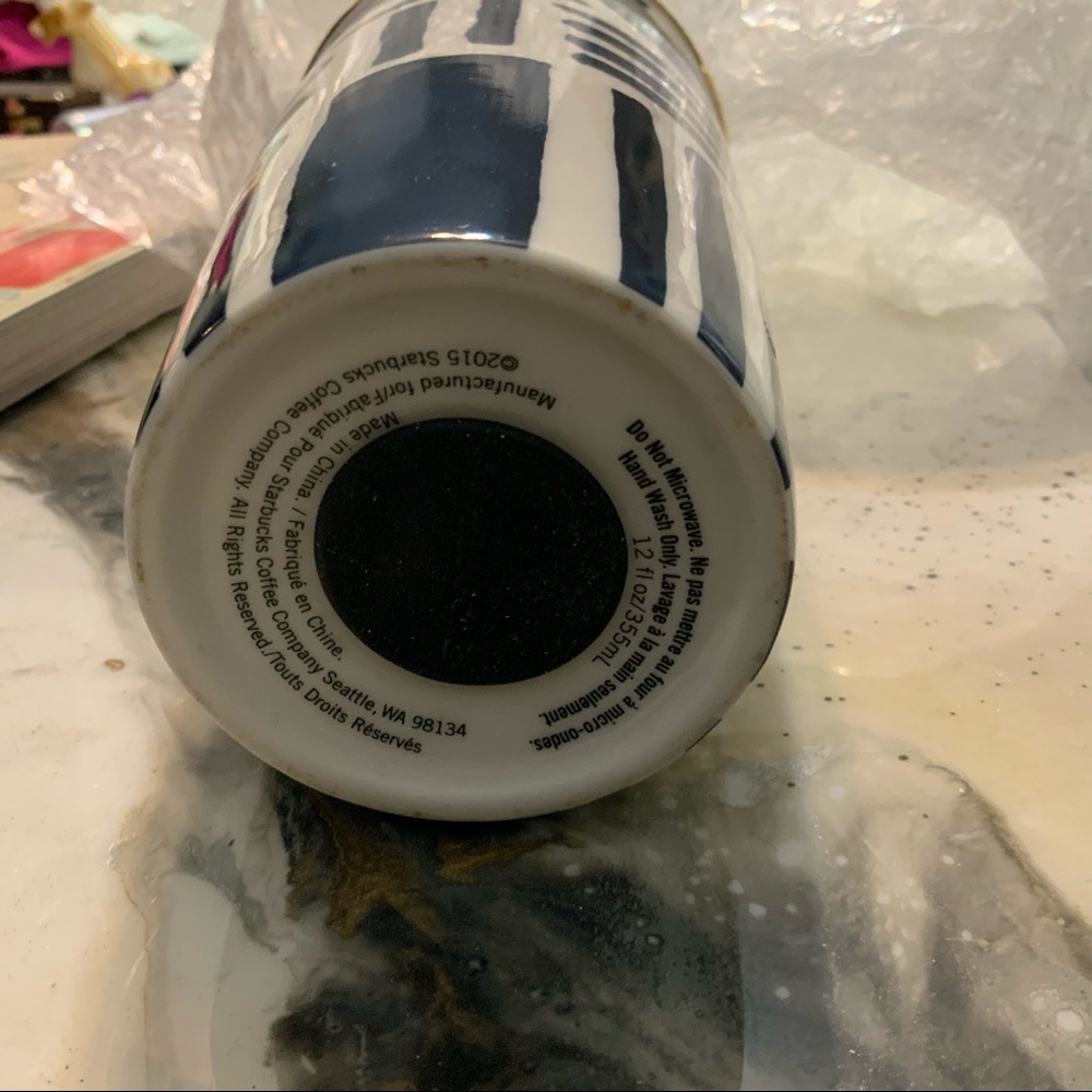STARBUCKS NAVY RARE CERAMIC TRAVEL Mug 2015 - Picture 3 of 8